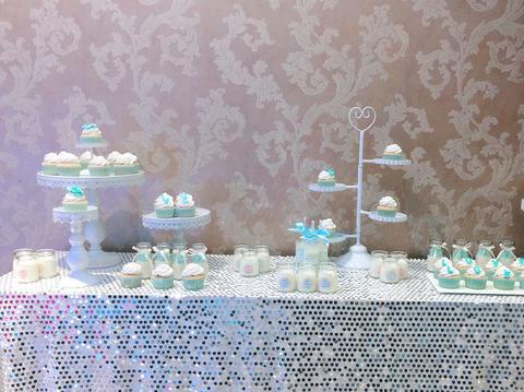 「蜜糖·定制」小清新蓝白相间婚礼甜品台