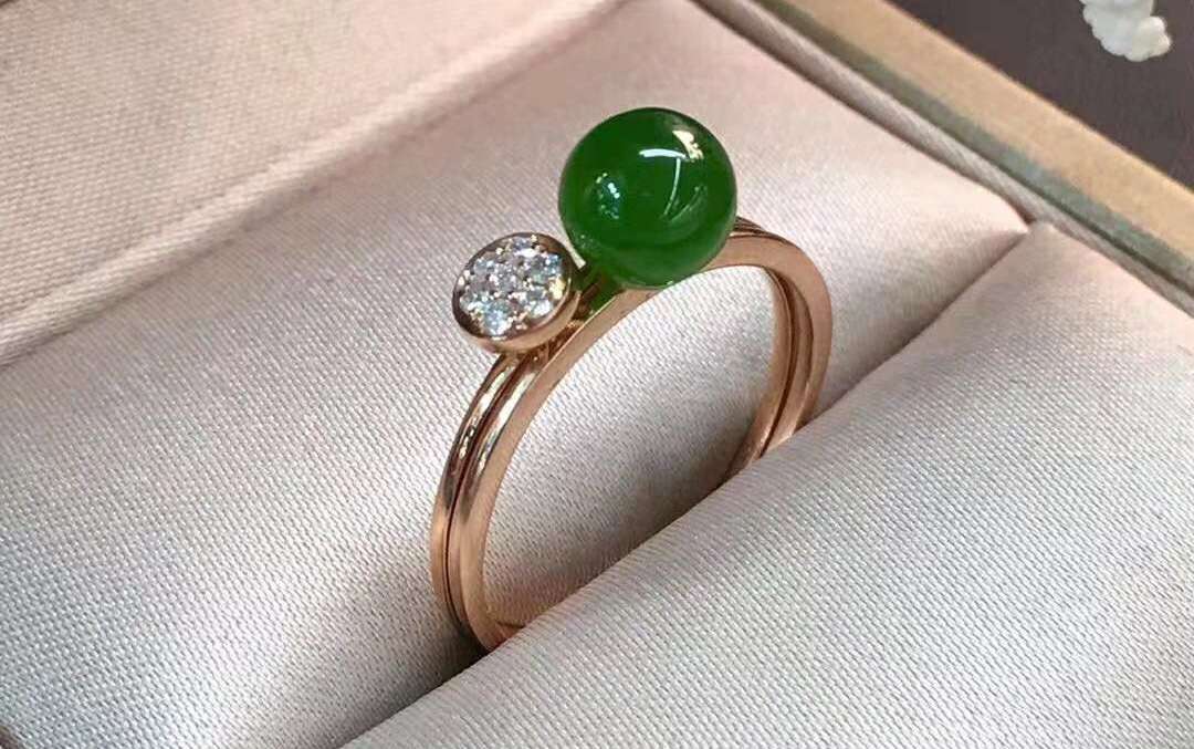 OL珠宝玉石定制——碧玉钻石双生双伴二合一钻戒