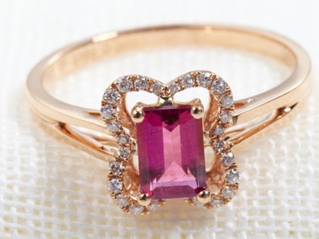 【久福源珠宝】红润-红18K金碧玺戒指