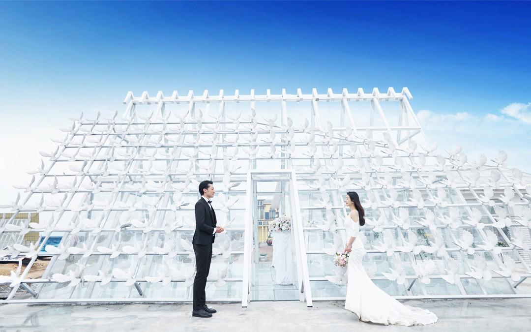 海景浪漫北海道风教堂婚纱照