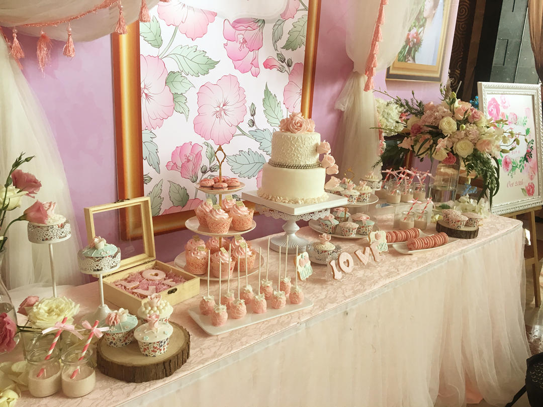 『Dashing Cake』粉色花系婚禮甜品臺(tái)