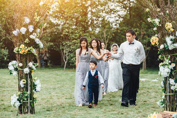 室外草坪婚礼，双机位拍摄