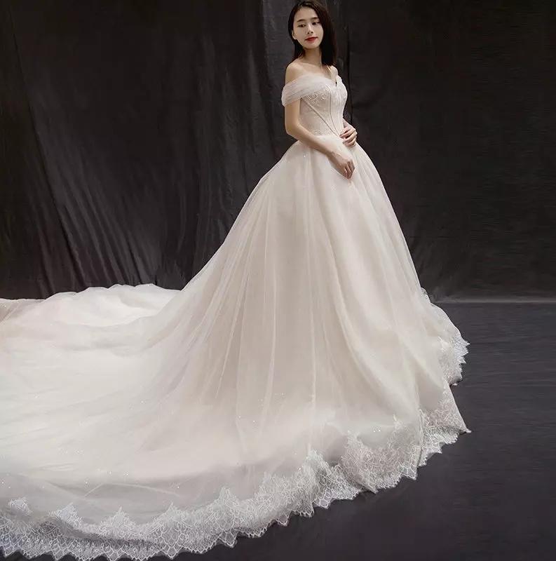 限时抢购一字肩梦幻心形仪式纱一套