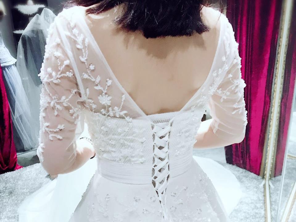 【Z+婚纱礼服】精致拖尾仪式纱--单件租赁