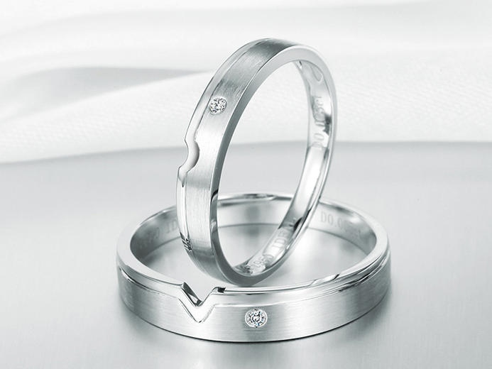 【久福源珠宝】相依偎-18K白金钻石结婚对戒