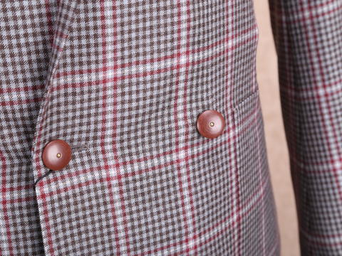 红领西服高级定制——灰色格纹平驳领双排扣西服套装