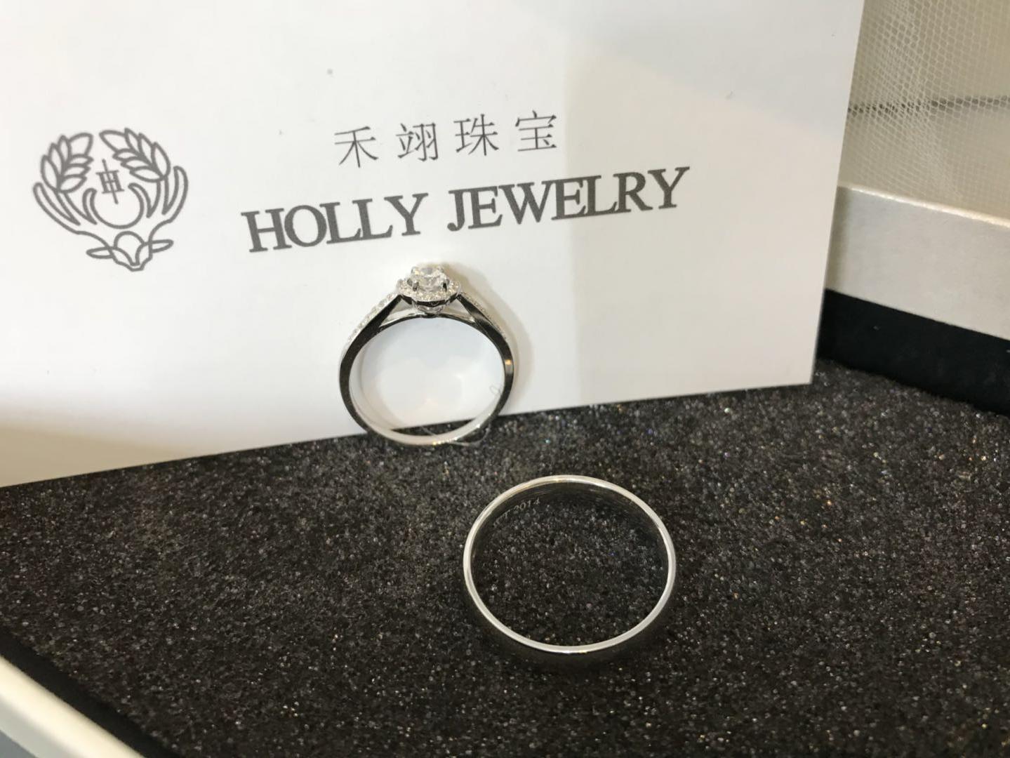 18k金白简约系列钻石对戒