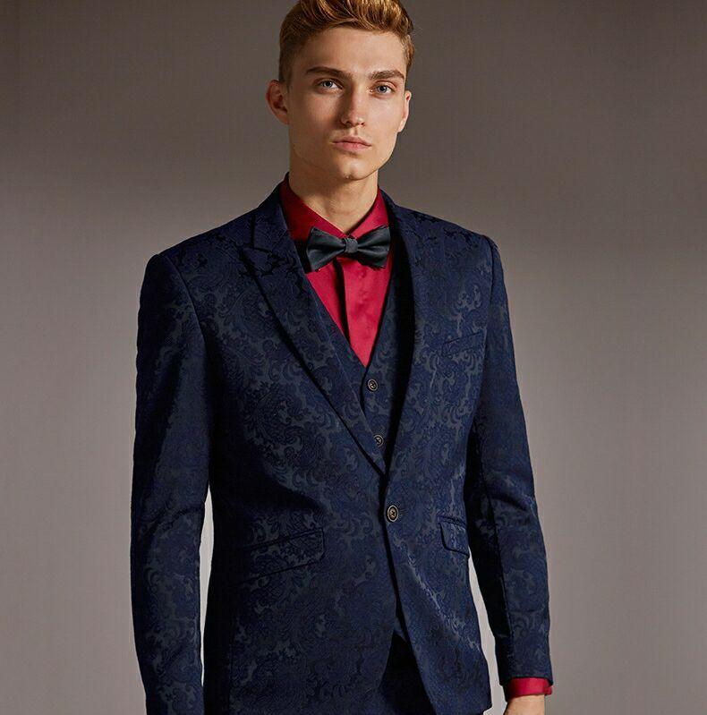 冬季新款 韩版修身+轻奢时尚+四件套新郎结婚礼服