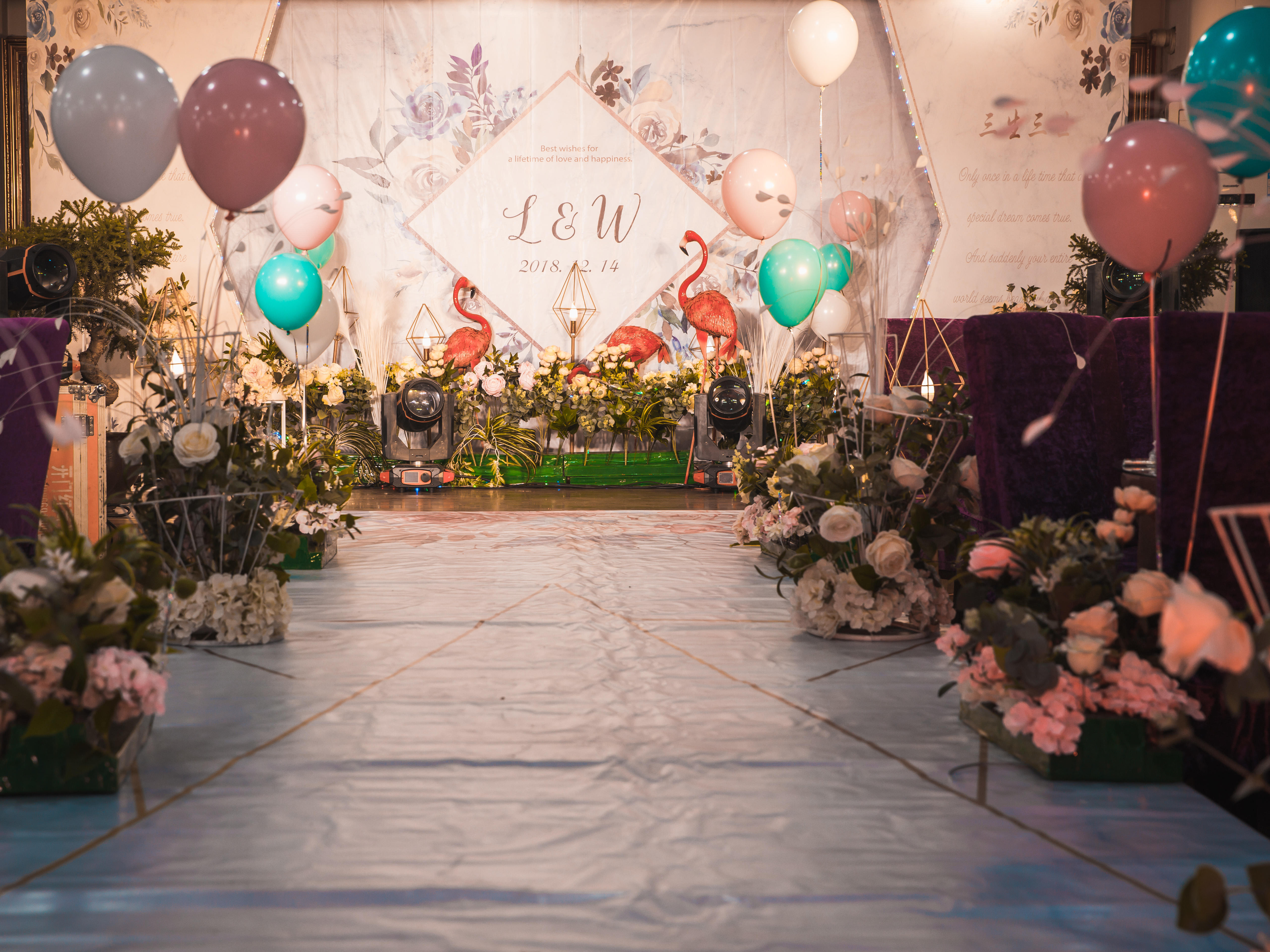 浅粉蓝水彩大理石婚礼背景