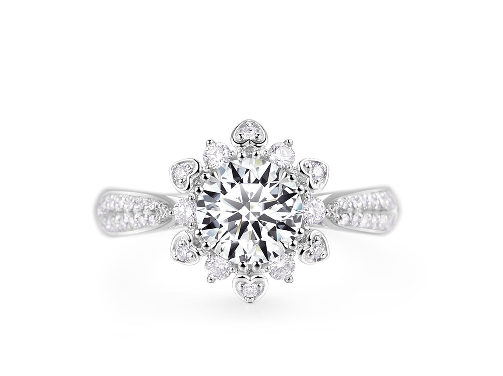 梵誓-誓言 精致设计18k金群镶钻石戒指见证爱情