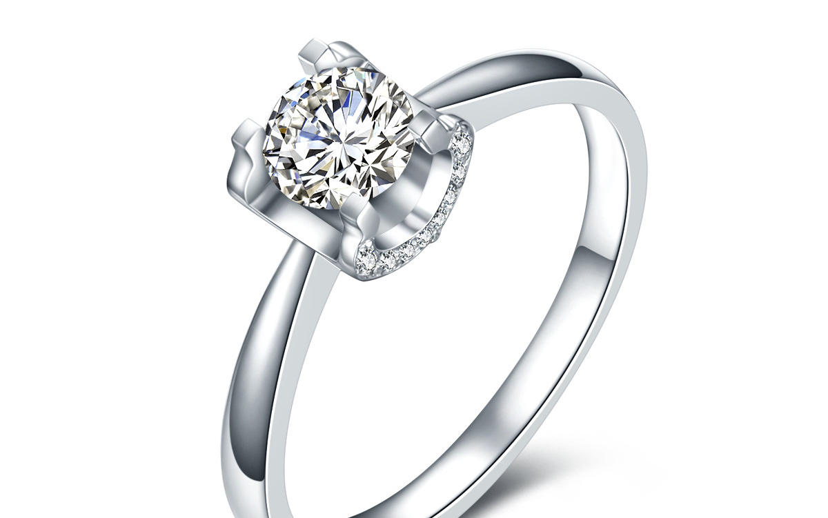 GIA30分钻石白18K金结婚钻戒定制款