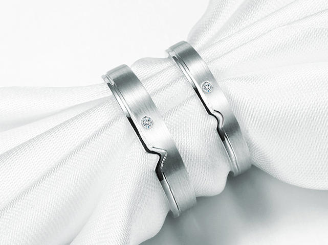 【久福源珠宝】相依偎-18K白金钻石结婚对戒