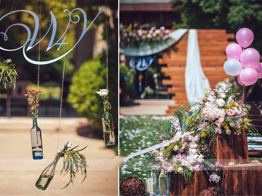 韩式简约复古户外婚礼布置