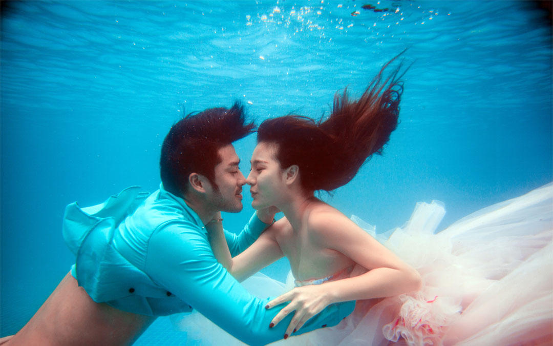 航拍+水下摄影+婚纱摄影双基地+海景+夜景