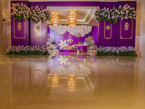 紫粉色系的欧式复古温馨家庭风婚礼