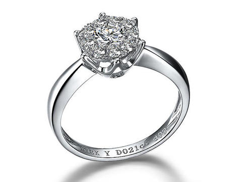 【璀璨之爱】 白18k金0.21克拉钻石戒指