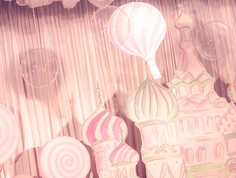 公主风婚礼必选 粉色 城堡 热气球 糖果 卡通