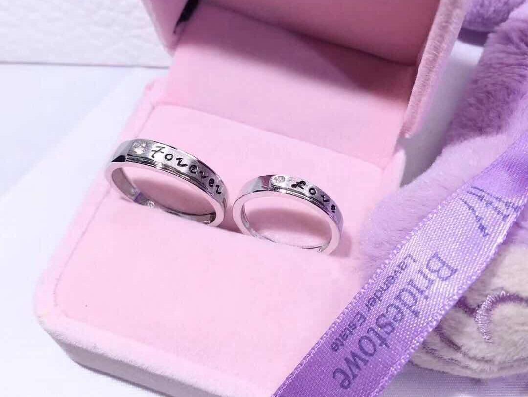 韓版簡約原創(chuàng)婚戒情侶戒指支持定制買就送
