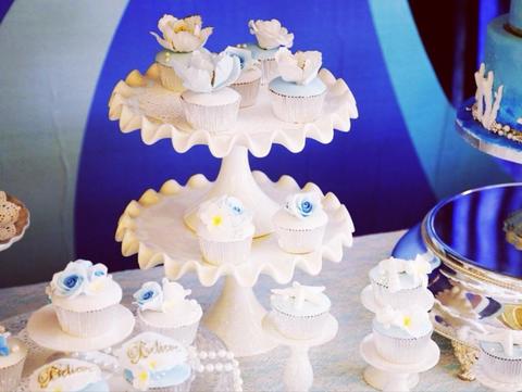 蓝色系|海洋主题婚礼甜点台