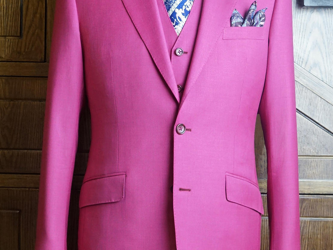 【深岚样衣】玫红色简约西服