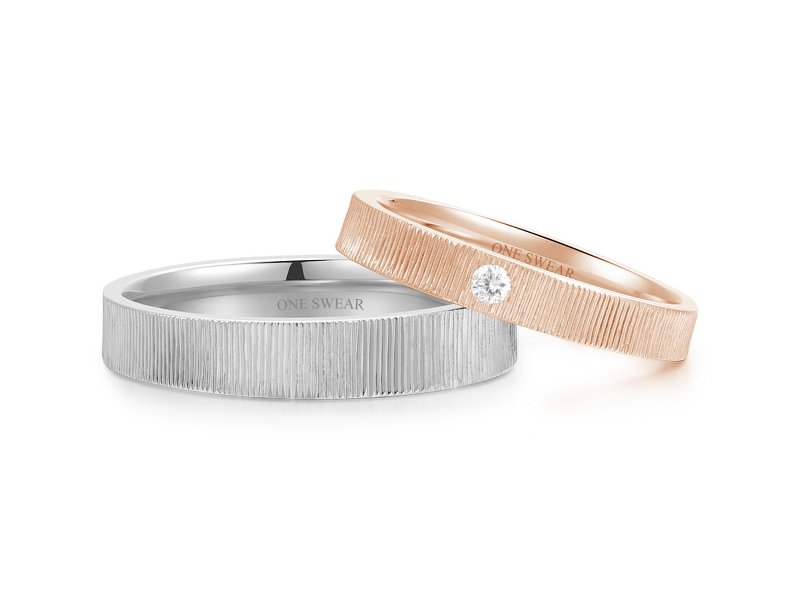 梵誓-晨曦 极简至上系列特殊肌理情侣结婚对戒