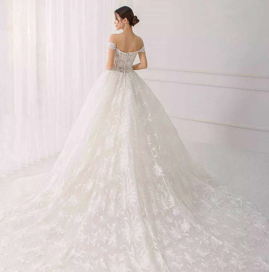 [性价比爆棚]一字肩长拖+秀禾(齐地纱）+敬酒服