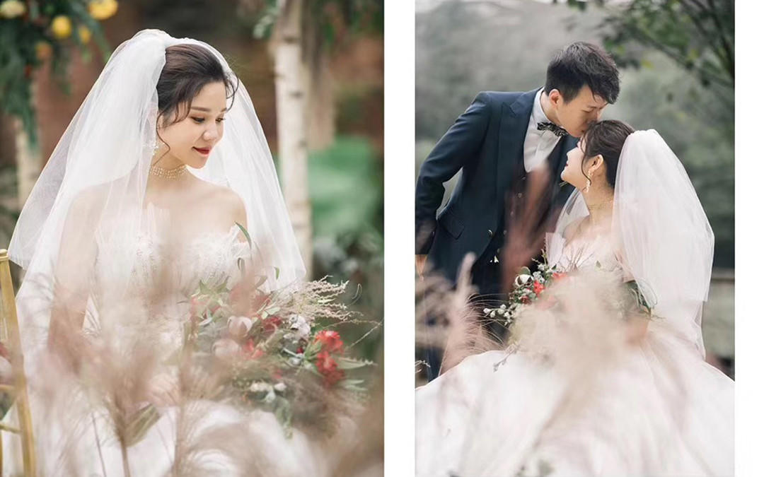冬季户外婚礼一定要尝试香槟色的婚纱哦