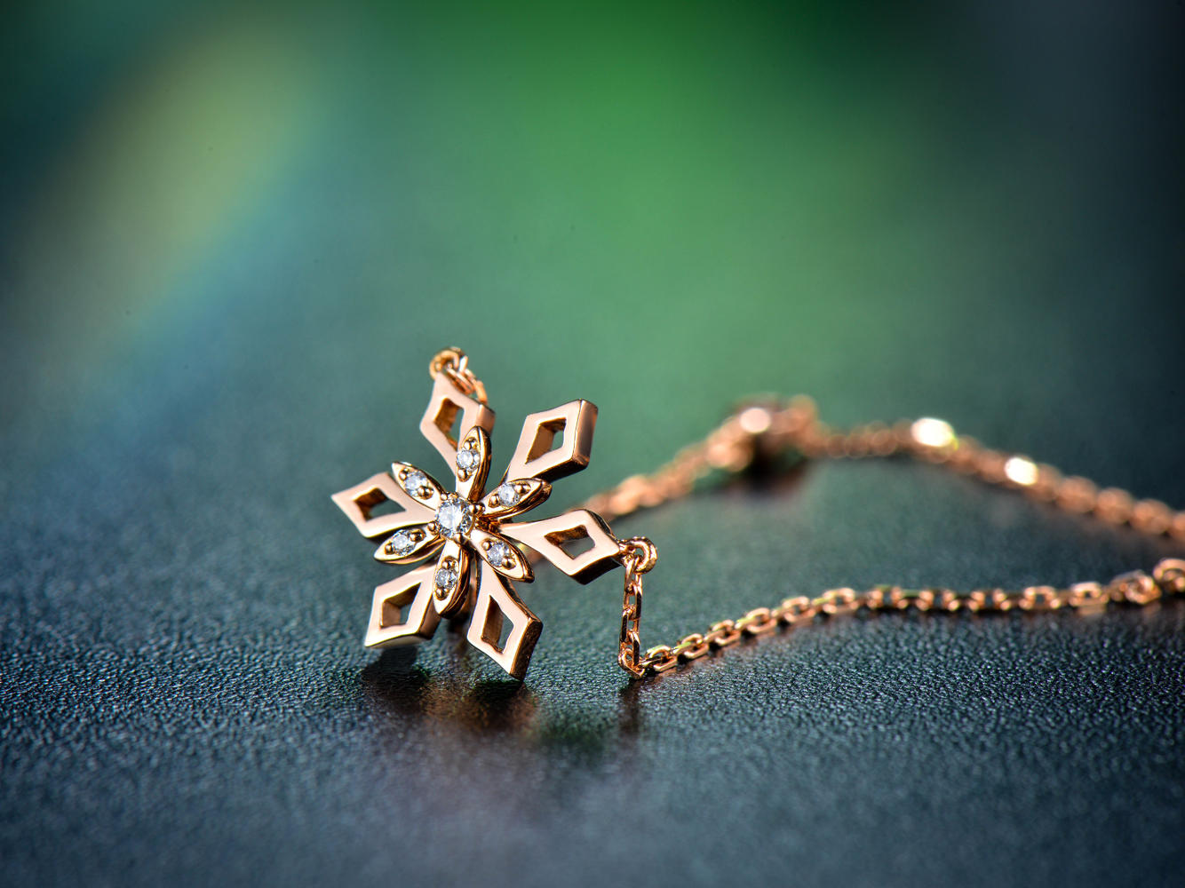 【久福源珠宝】雪花-18K玫瑰金钻石套链