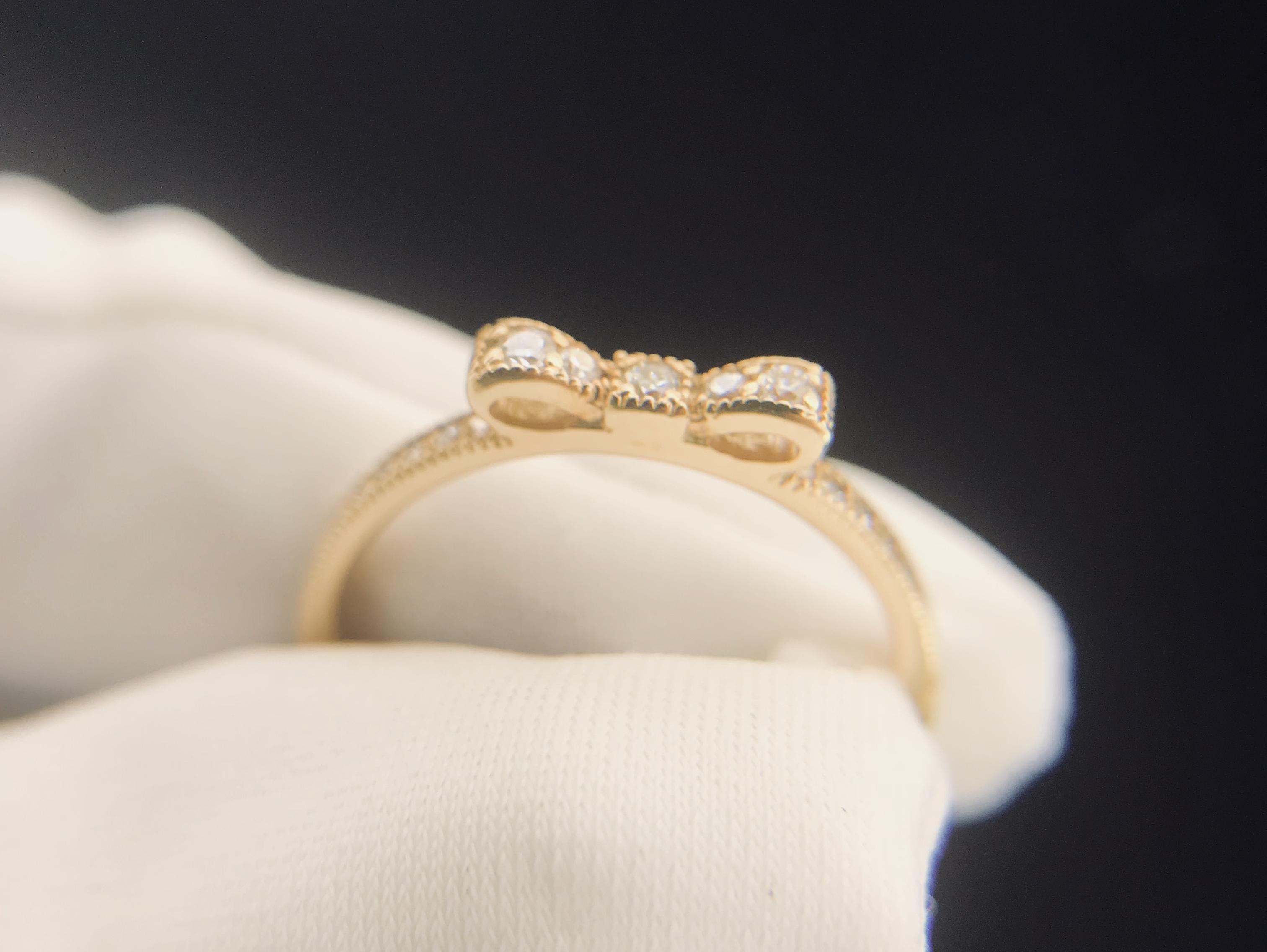 18K红蝴蝶结钻石戒指女戒