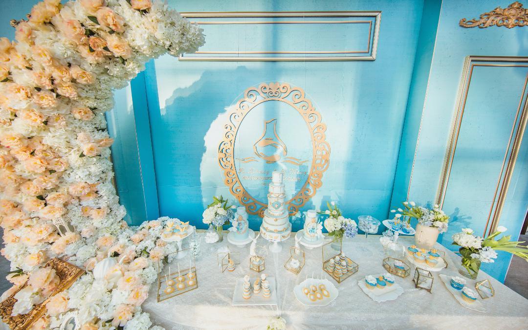 雅致蓝色系婚礼甜品台——海的女儿