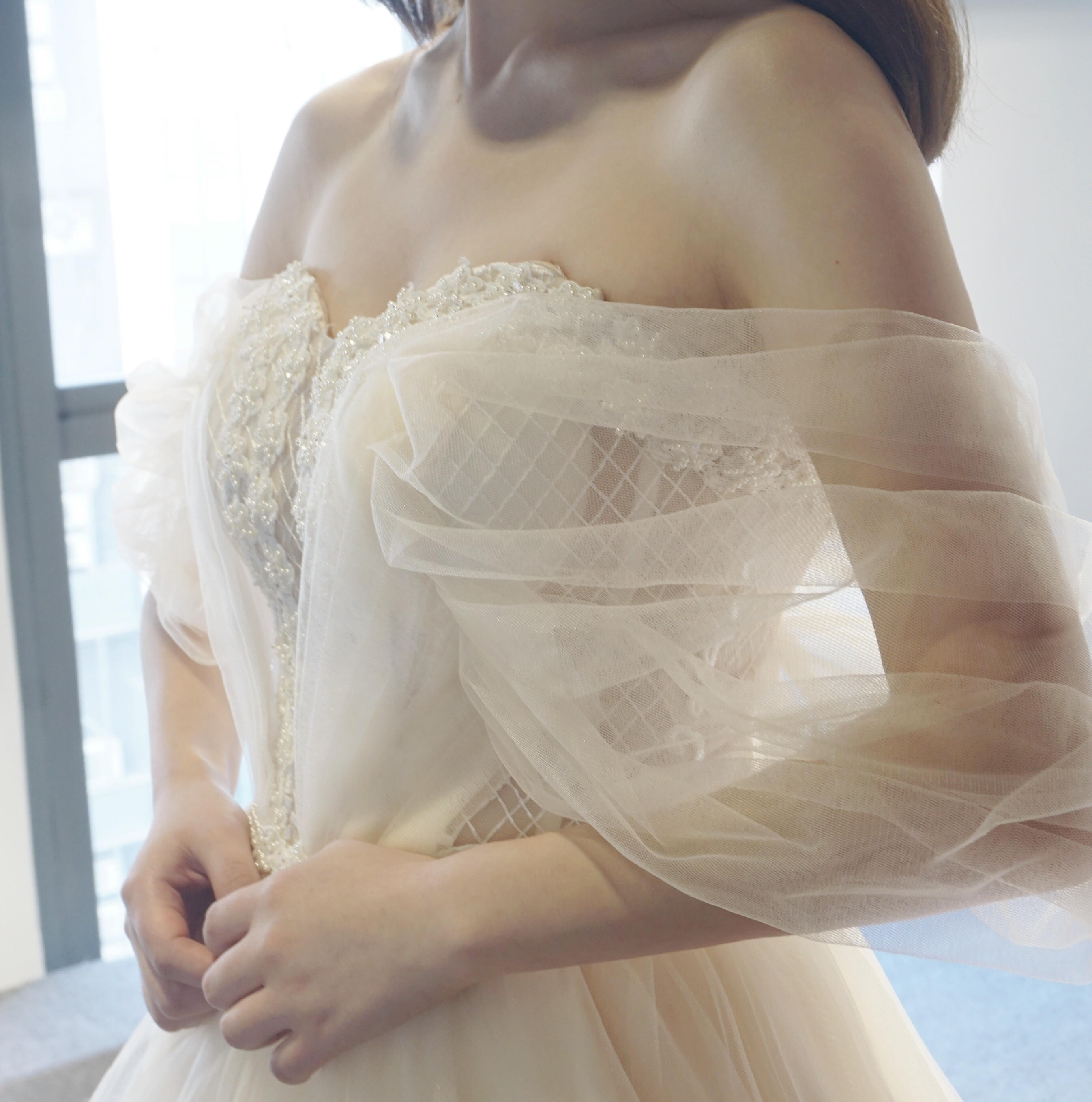 英式感橘粉色小仙女款出门纱