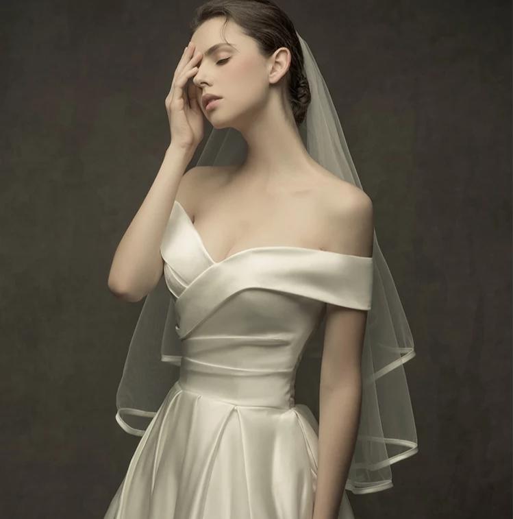 一字肩显瘦纯缎面舒适大拖尾7件套