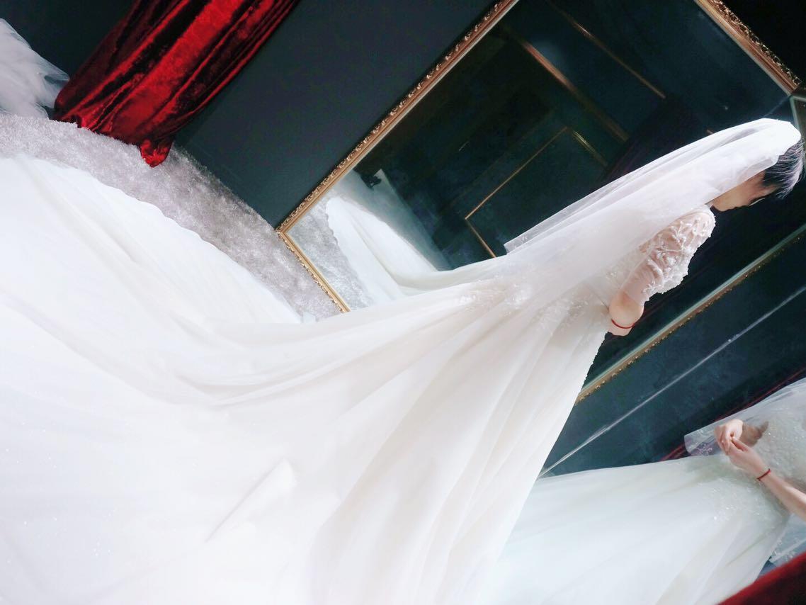 【Z+婚纱礼服】精致拖尾仪式纱--单件租赁