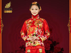 中式婚礼服秀禾服 手工刺绣 真丝重缎 结婚喜服 