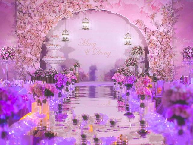 粉紫色花艺婚礼   龙凤婚礼定制