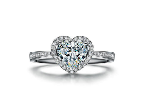 【浪漫的心】 白18K金钻石女士戒指