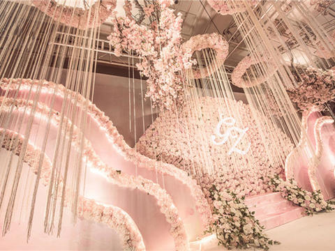少女心爆棚，超梦幻大热粉色系婚礼设计