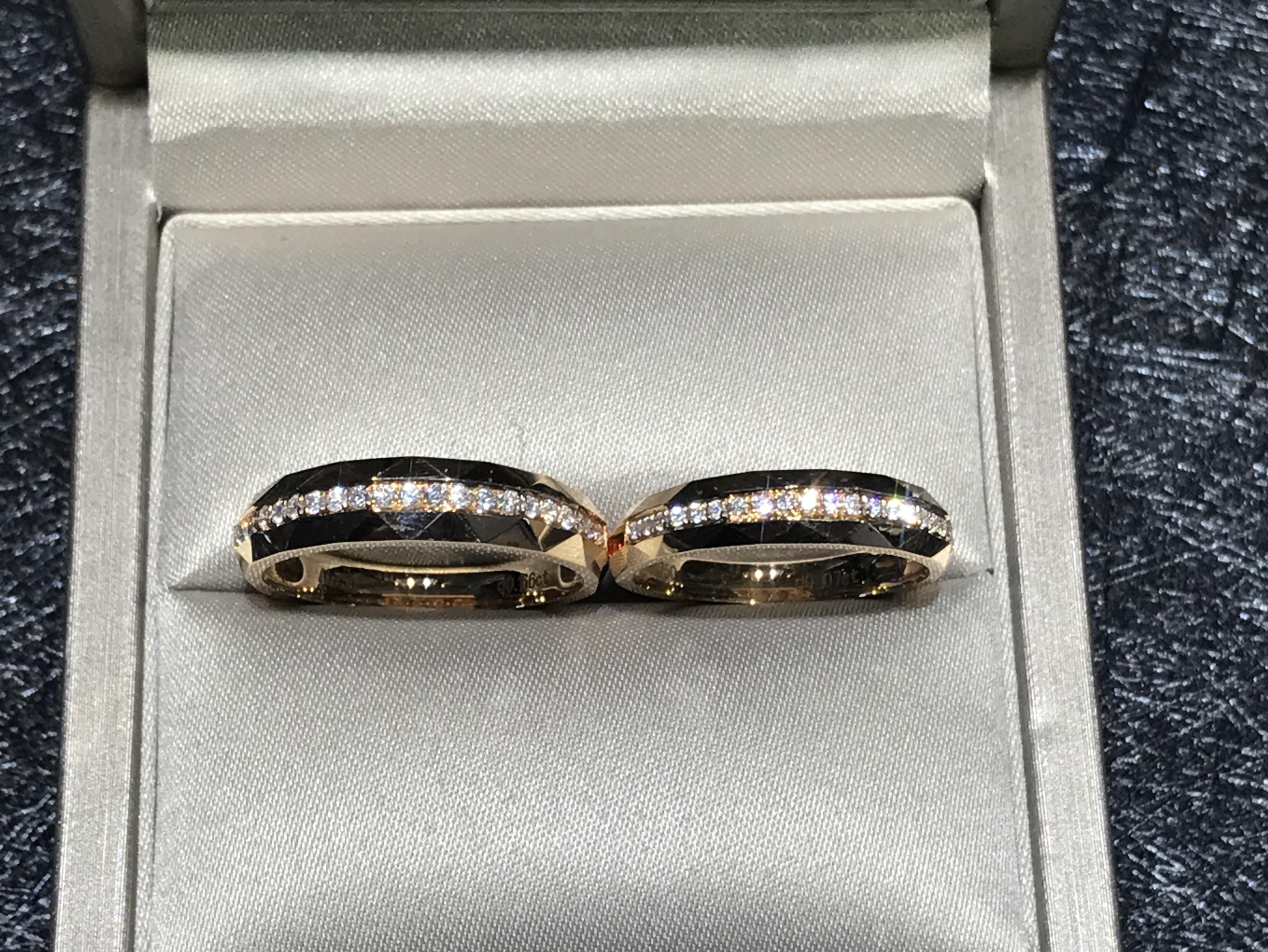 18K金 玫瑰金  钻石情侣对戒