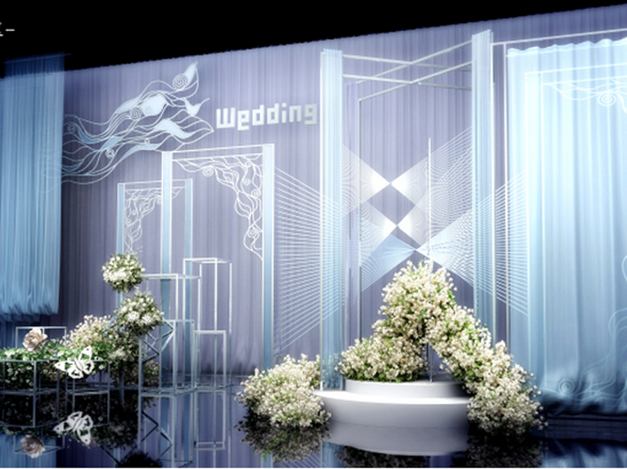 一生一世婚礼-简约创意清爽型 镜面T台