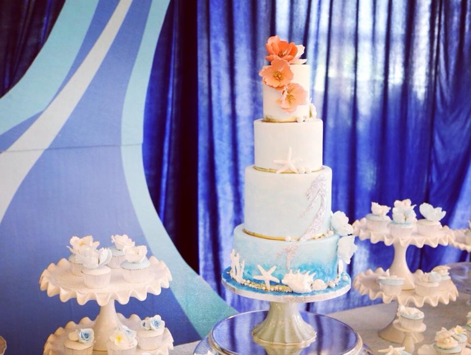 蓝色系|海洋主题婚礼甜点台