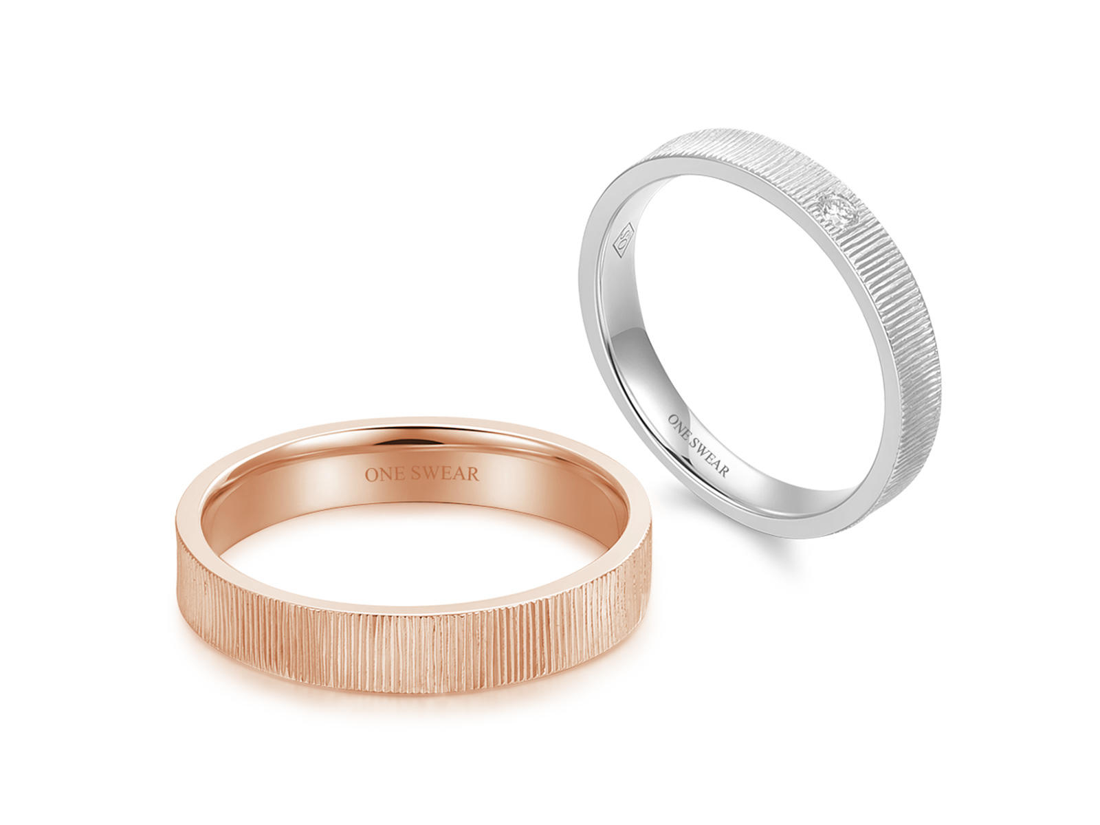 梵誓-晨曦 极简至上系列特殊肌理情侣结婚对戒