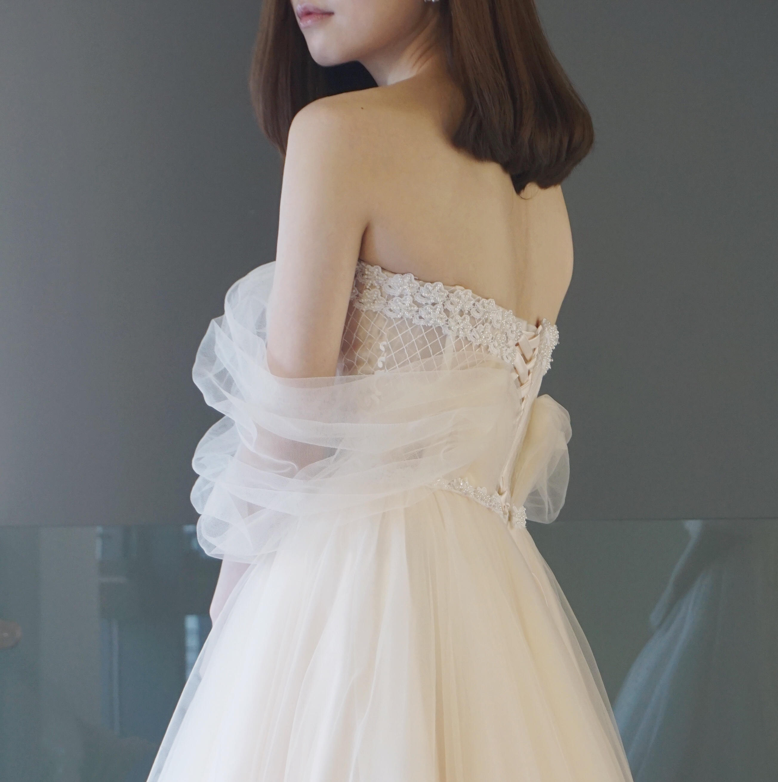 英式感橘粉色小仙女款出门纱