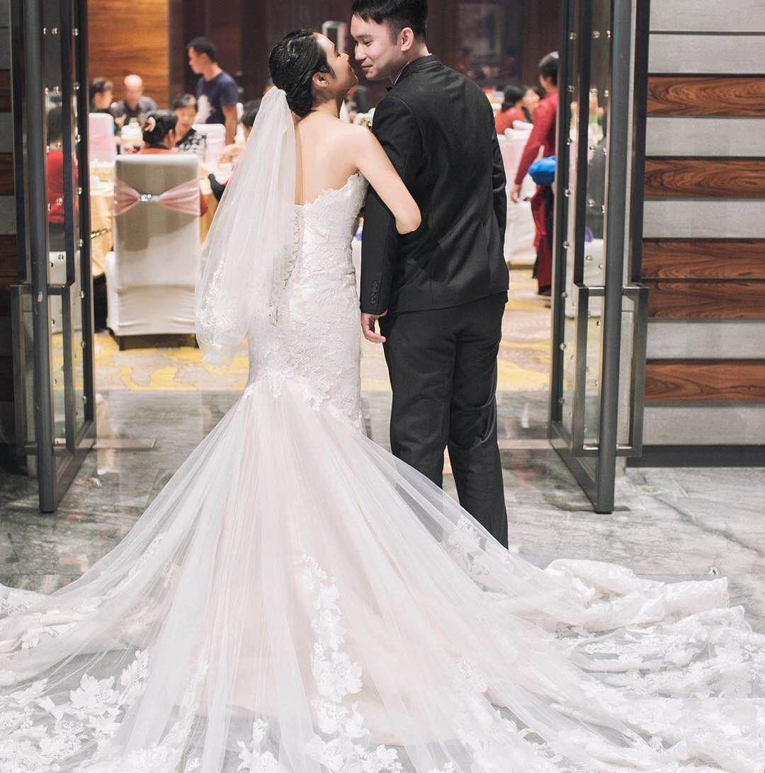 【奢华梦幻】全手工女神款超大摆大拖尾鱼尾迎宾主纱