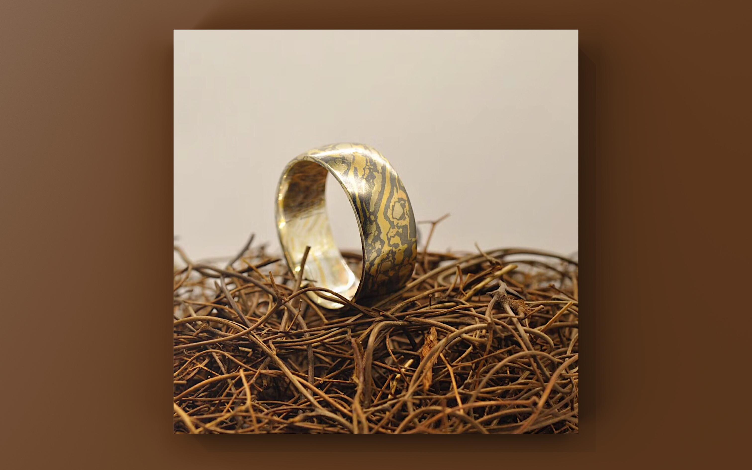 HiddenBeauty/隐丽 对戒 木纹金工艺