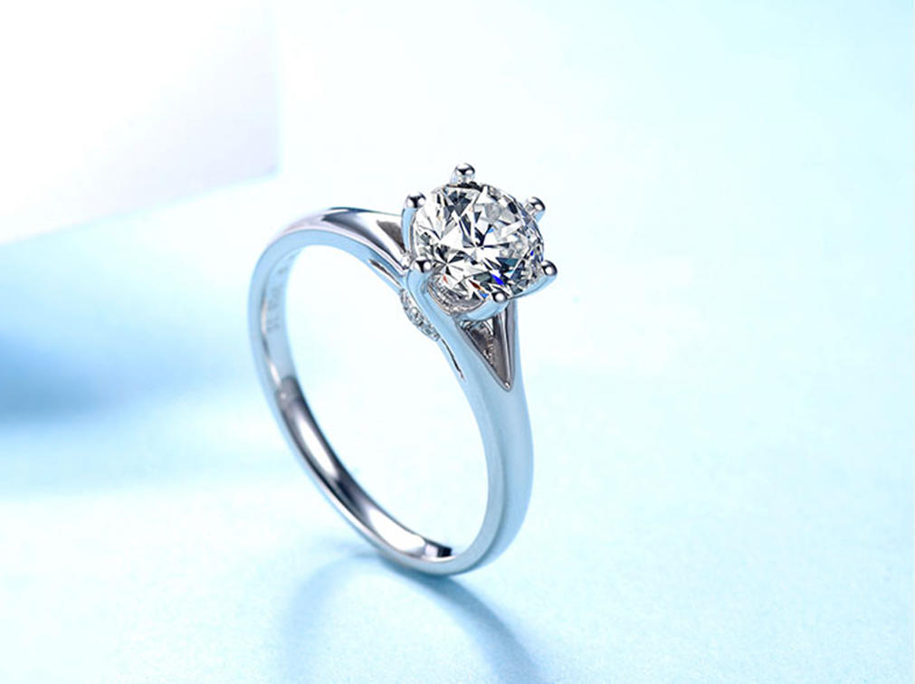 经典六爪50分+圈钻女戒定制款钻戒