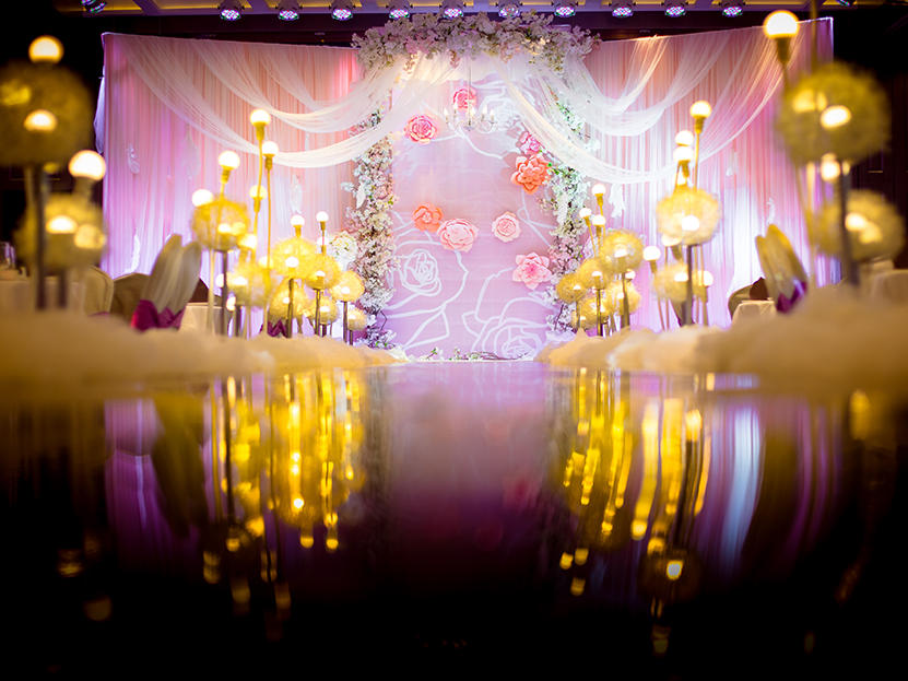 武汉金玉缘婚礼 香槟色主题婚礼 奢华公主梦