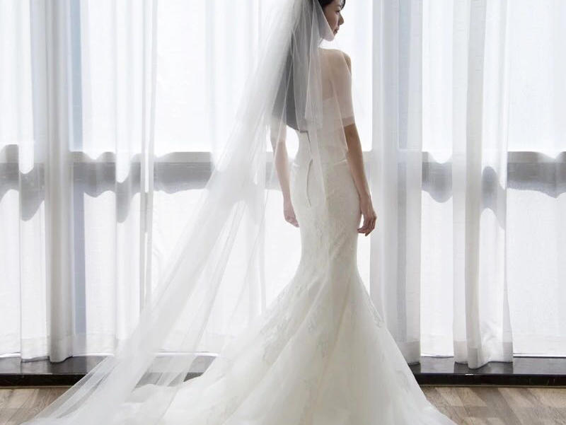 夏季唯美鱼尾露背拖尾婚纱——促销中!