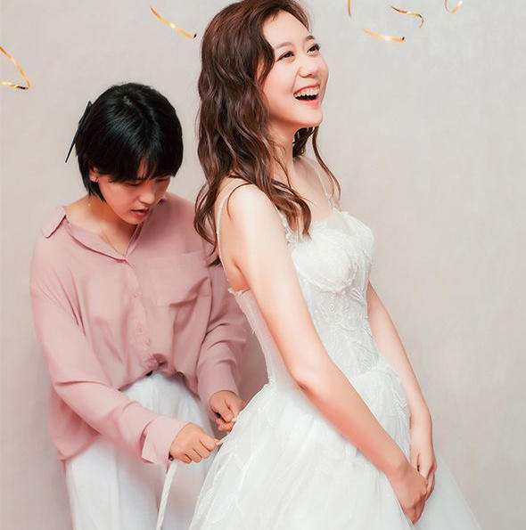 【竹语】手工缝珠蕾丝A字公主蓬蓬迎宾出门纱