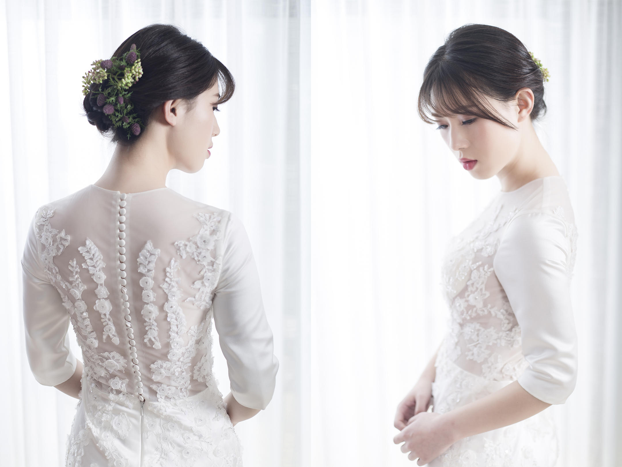 【高定单租】玉立百合——象牙白缎摆蕾丝复古鱼尾拖