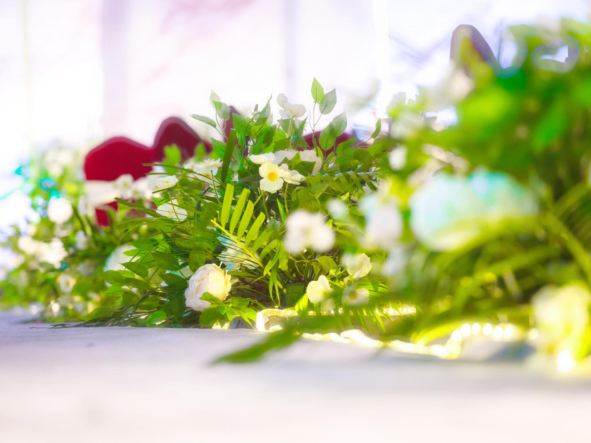 #千诺婚礼策划#—大理石花纹 白绿色布场人员全包